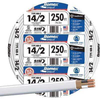 Romex 250 Ft. 14/2 Solid White NMW/G Electrical Wire