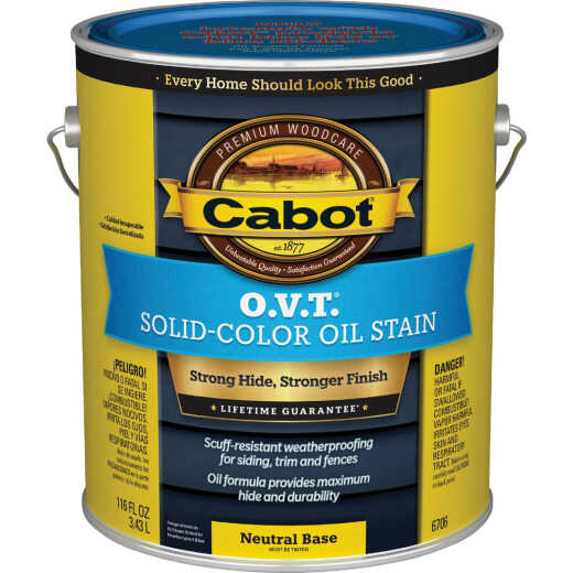Cabot O.V.T. VOC Compliant Solid Color Exterior Stain, 6706 Neutral Base, 1 Gal.